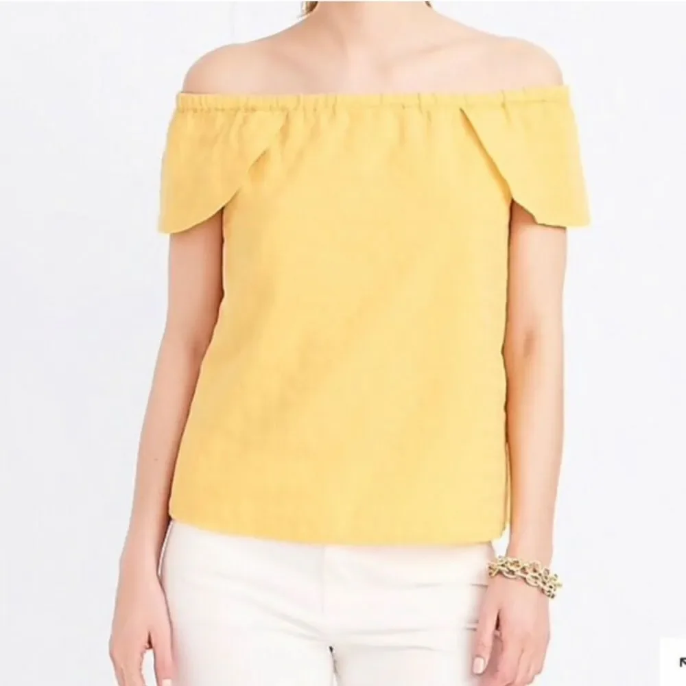 J. CREW | Yellow Petal Sleeve Off the Shoulder Top Women’s Size Medium